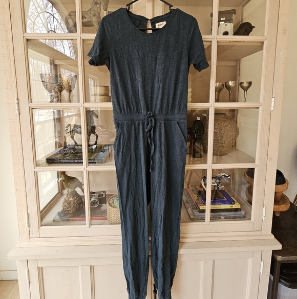 Pact Organic Cotton Relaxed Slub House Short Sleeve Jumpsuit Dark Teal XS - Picture 2 of 12